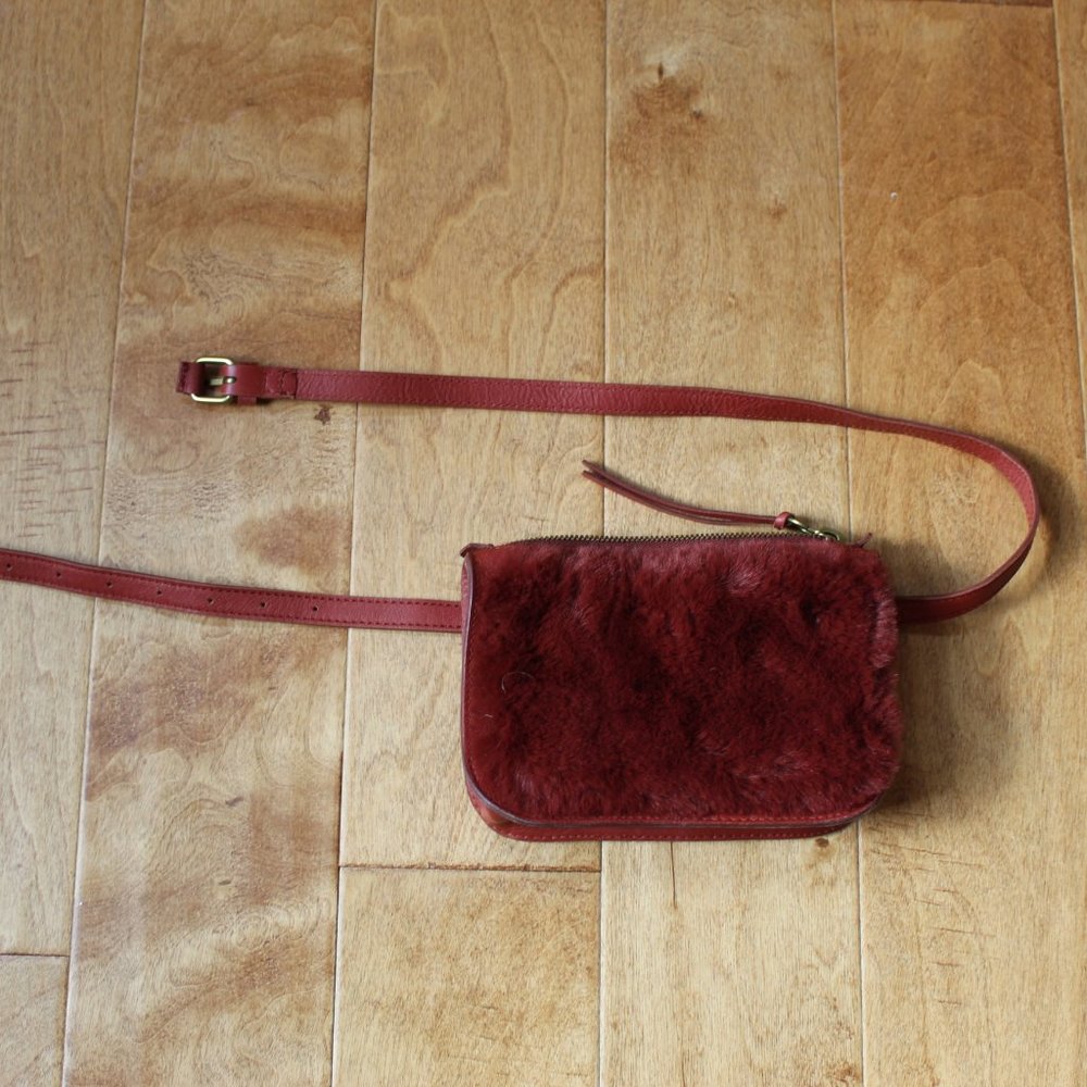 Madewell Burnt Orange/Red Furry Belt Purse